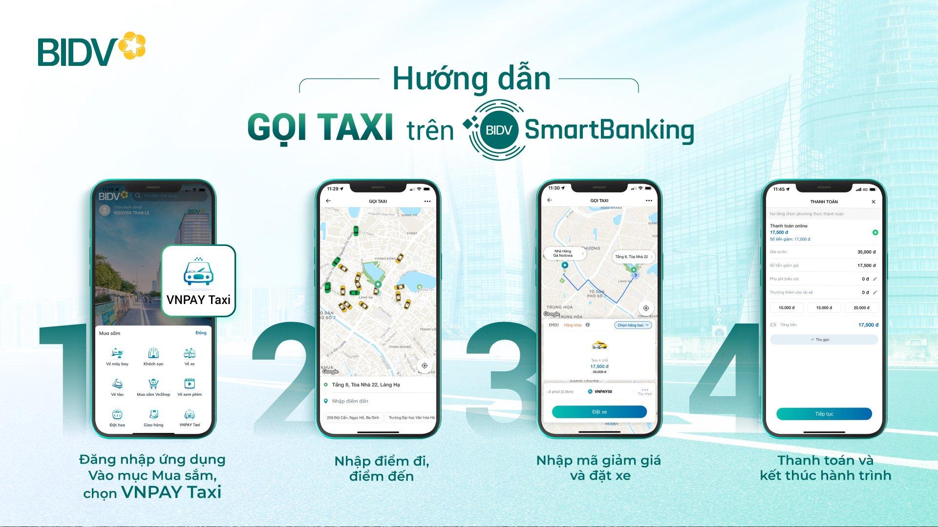 Cách đặt taxi G7 trên ứng dụng ngân hàng